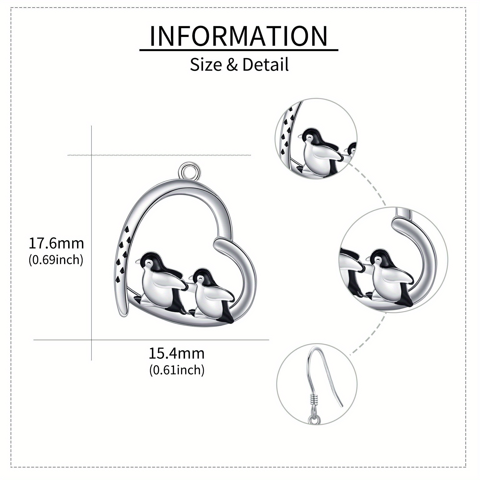 Women's Sterling Silver Penguin Dangle Drop Earrings